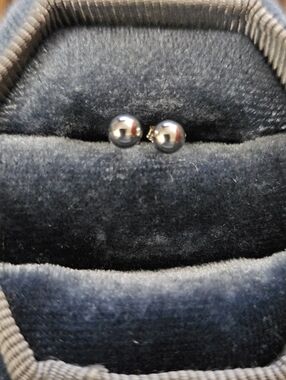 14k White Gold Ball Stud Earrings (Vintage)
